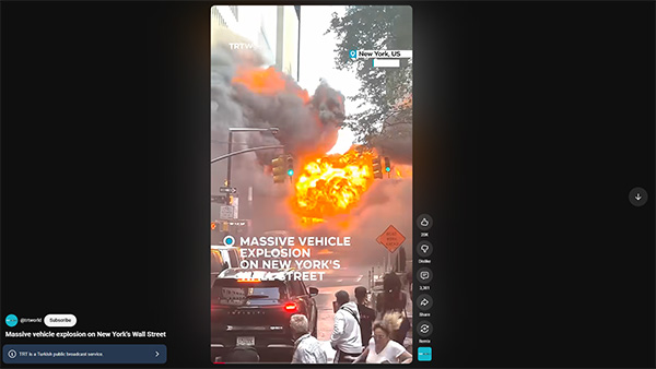 Massive vehicle explosion Wall St